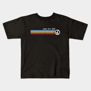 Retro Stripes Peace Love Climb Kids T-Shirt